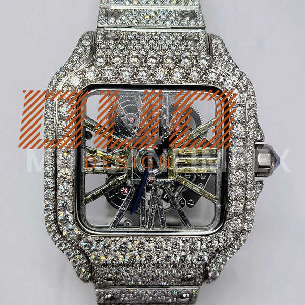 

18k rgold custom round diamond watch Luxury vvs moissanite diamond watch hip hop Rose gold Stainless Steel Watch for Men, Silver