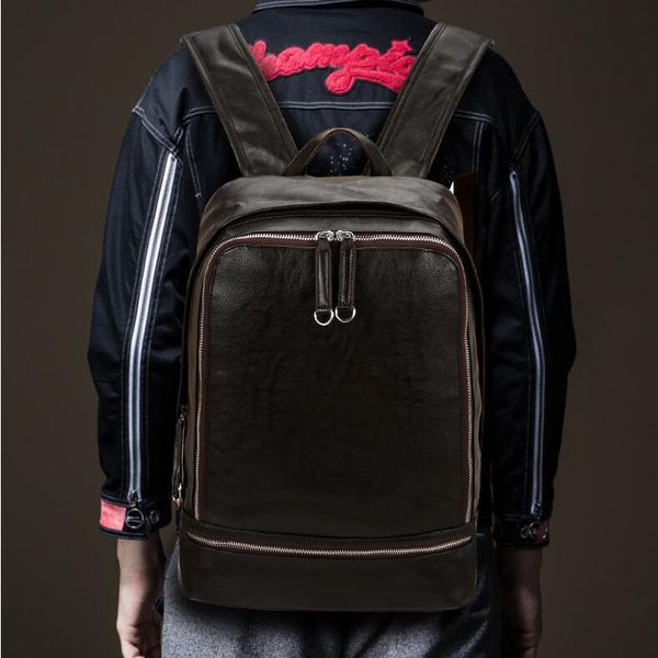 

Spacious and Trendy Joker Style Durable Leather Men's Shoulder Bag for Computers large capacity padded leather backpacks simple joker men handbag 2 colors, Chocolate