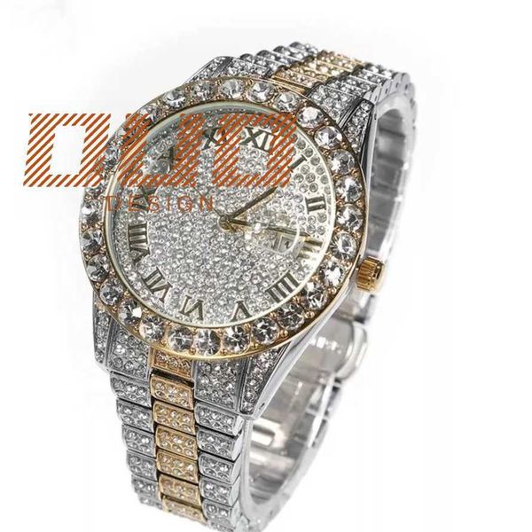 

Premium Luxury Customize Yellow Gold Black Iced Out VVS Moissanite Diamond Watch Hip Hop Mechanical Watch With GRA Certification, Clear