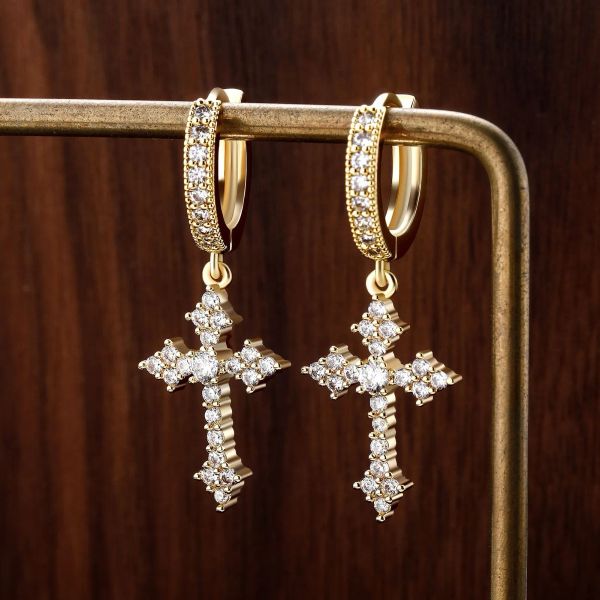 

designer New Cross Earrings Stud for Women Iced Out Cubic Zirconia Jewelry Hip Hop Simple Fashion Diamond Earring Party Gift