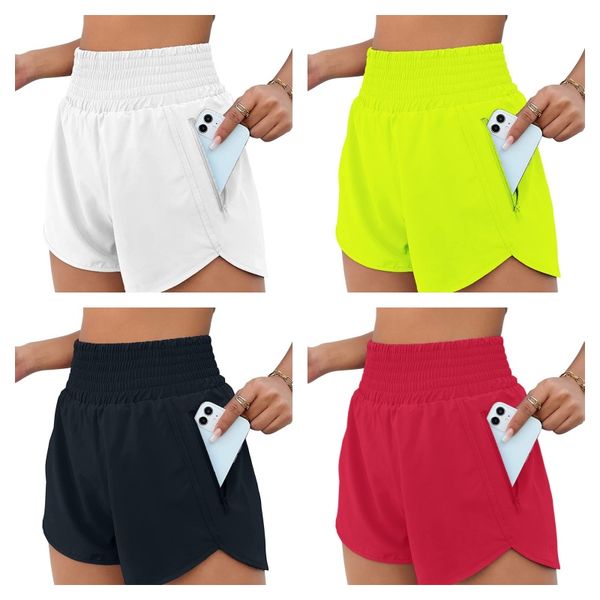 

Yoga Short Women Rie Short Breathable Quick-dry Yoga Short Built-in Lined Sport Short Hidden Zipper Side Drop-in Pocket Running Sweatpant with, Picture color_1