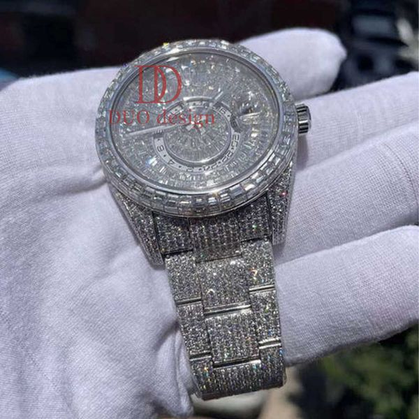 

Hip Hop Jewelry Custom Luxury Iced Out VVS Moissanite Diamond High quality Mechanical Watches ice out, Silver