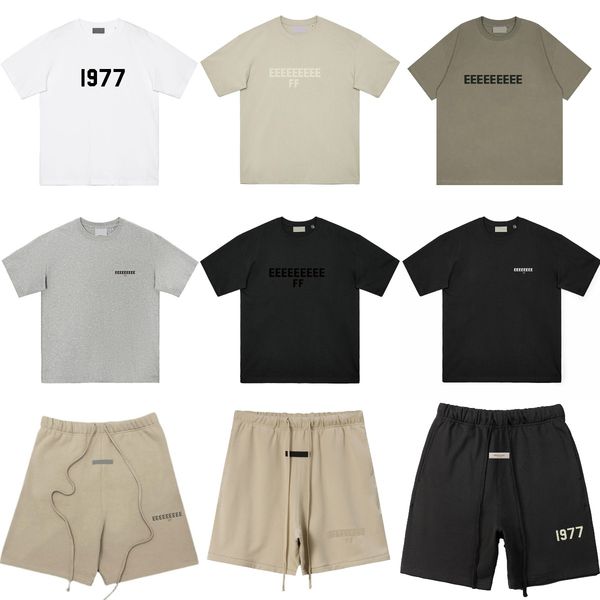 

Designer Shirt Mens T Shirts ESS Shirt Casual fog Short Sleeve FG tees 1977 Cotton Luxurys Letter stereo printing Tshirts Tees Pants high street T-Shirt, Yellow