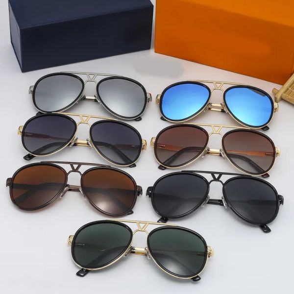 

Fashion Pilot Mens Sunglasses for Women Round Rectangle Double Bridge Metal Frame UV400 Protection Glass Lenses Luxury Designer Brand Eyewear Wholesale With Box