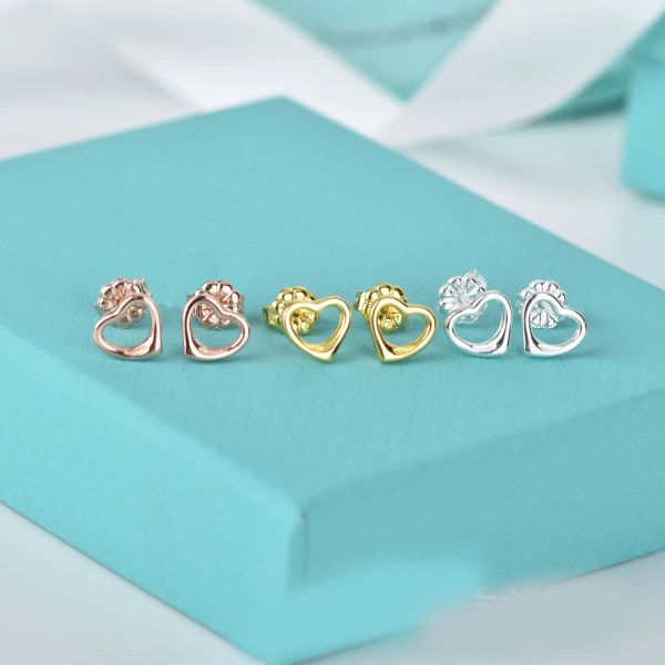 

Elegant Classic Heart Ear Stud S925 Sterling Silver Earring Luxury Designer Women Girl T Gold Silver Plated Pendant Earrings Jewelry Gift Accessories Wholesale