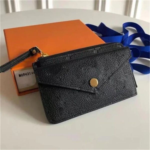 

M69431 CARD HOLDER RECTO VERSO Designer Fashion Womens Mini Zippy Organizer Wallet Coin Purse Bag Belt Charm Key Pouch Pochette Accessoires, Old flower black