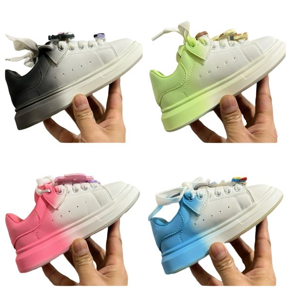 

2024 Top Casual Designer Leather Lace Up Kids Shoes Fashion Platform Sneakers Hotshoesapp Veet Suede Size EUR 26-37, Pink