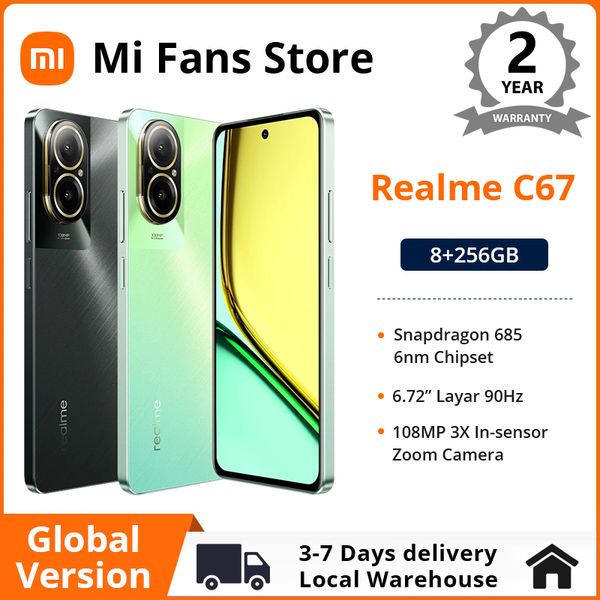 

Version Global Realme C67 Smartphone Snapdragon 685 Processor 6,72'' 90hz Display 108MP AI Camera 5000mah Battery 33W SUPERVOOC Charge NFC