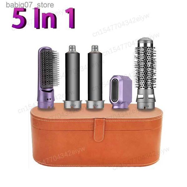 

Hair Dryers Drying Brush 5-in-1 Hair Dryer Hot Air Styling Hine Comb Automatic Curler Professional Straightener Q240306, Black