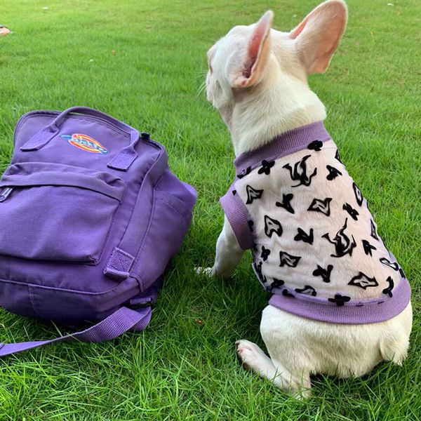 

Mesh vest thin breathable pet apparel cat Fadou Bomei Teddy clothes new dog summer clothing classic letter vests CSD2403063, Light purple