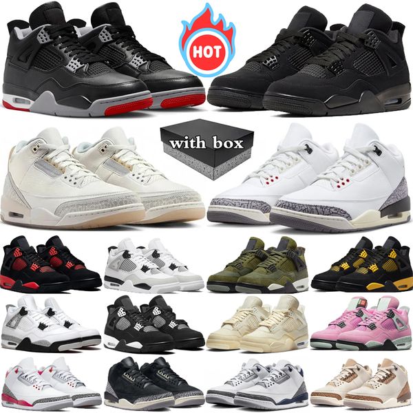 

With box Jumpman 4s 3s basketball shoes men women 3 Ivory 4 Bred Reimagined Black Cat Olive White Cement Midnight Navy Fear Palomino mens trainers sports sneakers, 33