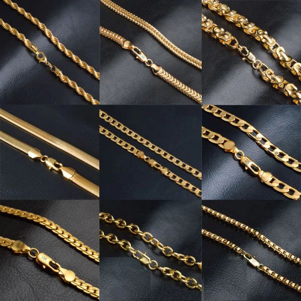 

Wholesale18K Gold Plated Stainless Steel 20" Chain Necklace Luxury Designer Men Women Rope Hip Hop Punk Titanium Fashion Jewelry Accessories Wedding Party Gifts