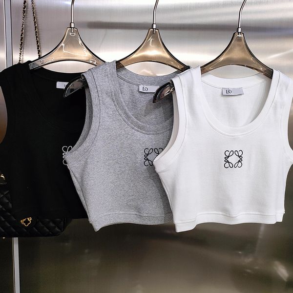 

designer tshirt clothes women Embroidery Tank Tops women Summer Short Slim Navel exposed outfit Elastic Sports Knitted Tanks, No.4