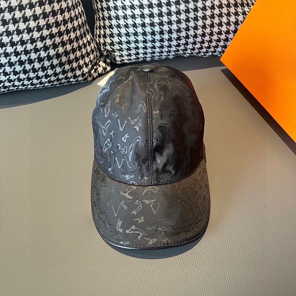 

Mens Designer PU Leather Baseball Cap Woman Casual Adjustable Hat Letter Print Hats, Black