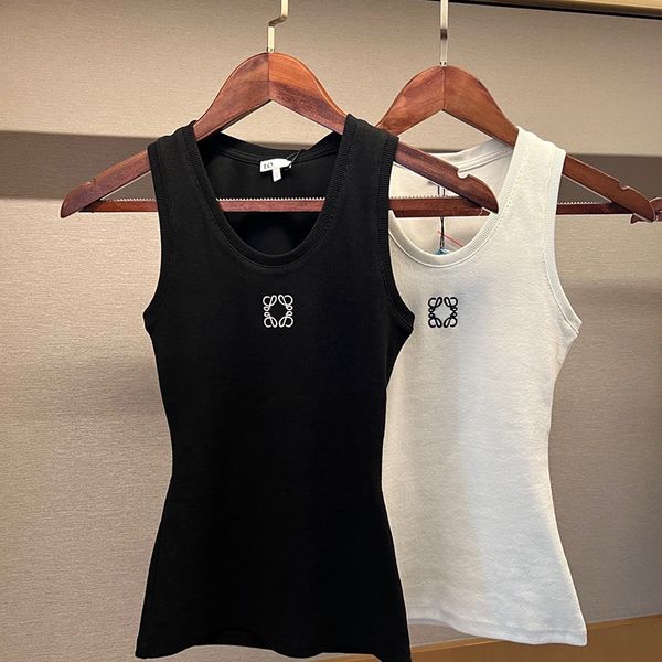 

designer tshirt clothes women Embroidery Logo Tank Tops women Summer Short Slim Navel exposed outfit Elastic Sports Knitted Tanks-12, No.10