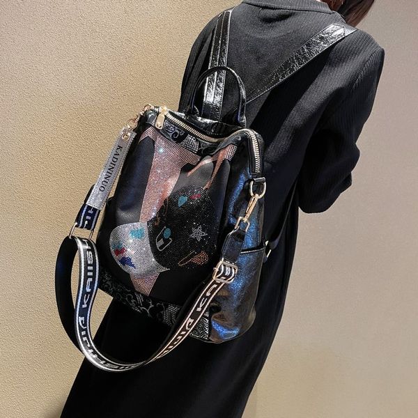 

Factory sales shoulder bag 3 colors outdoor travel sports casual leather backpack this year popular elegant diamond handbag street trend cartoon messenger bag 2215#, Multi