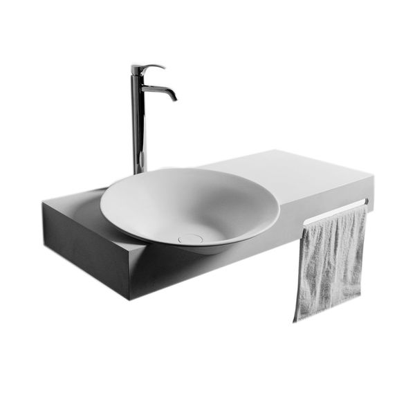 

Rectangular Solid Surface Stone Wall hung Sink Cloakroom Stone Matt Washbasin RS3889