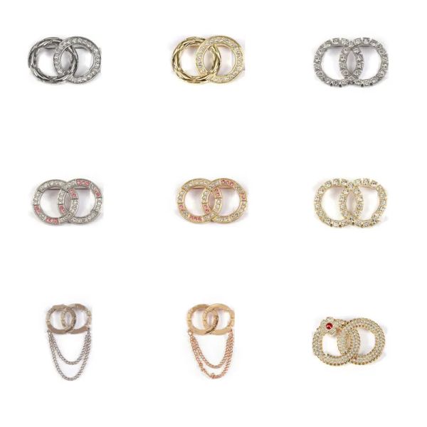 

Crystal Pearl Double Letter Brooches Silver Gold Plated Elegant Women Men Luxury Designer Brand Diamond Charm Tassels Pins Wedding Party Jewelry Accessories Gifts