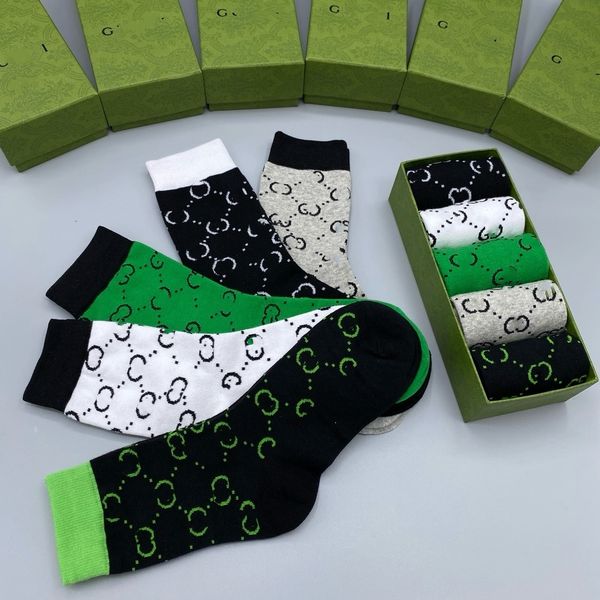 

High quality 2024 fashion Designers Womens Socks Five Pair Luxe Sports Winter Mesh Letter Printed Sock With Box