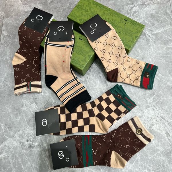 

Designer Luxury crazy socks for women Socks Fashion Mens And Womens Cotton Breathable Smiling Face Printed 5 Pairs Sock With Box