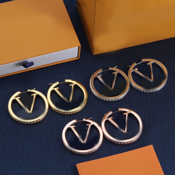 

Luxury Pearl Big Circle Letters Ear Stud Gold Silver Plated Stainless Steel Hoop Earrings Brand Designer Fashion Women Wedding Party Jewelry With Box High Quality