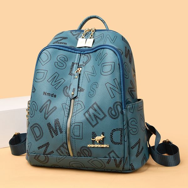 

Outlet shoulder bag 4 colors soft and light printed leather leisure backpack simple atmospheric letters women handbag this year popular zipper messenger bag 5325#, Brown