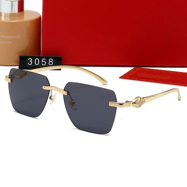 

Designer sunglasses for women and men New Fashion Sun Unisex Sunglasses Frameless Travel Leisure Trend 3058 With Box