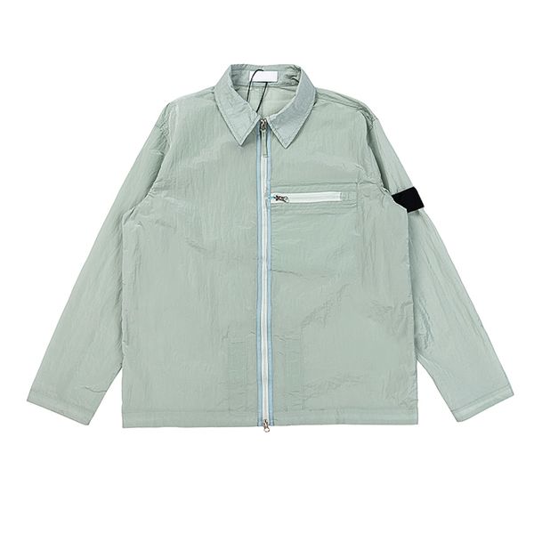 

2024 street blouses mens shirt jackets classic retro long shirts Top Topstoney fabric Comfortable High Density Nylon Fabric shirt coat, Lihgt green-st0ne-23829
