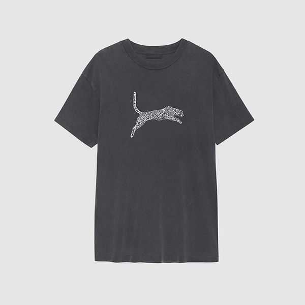 

24ss Print t Shirt Stir-fried Snowflake Washed Tee Women Short-sleeved T-shirt Tops, Dark gray