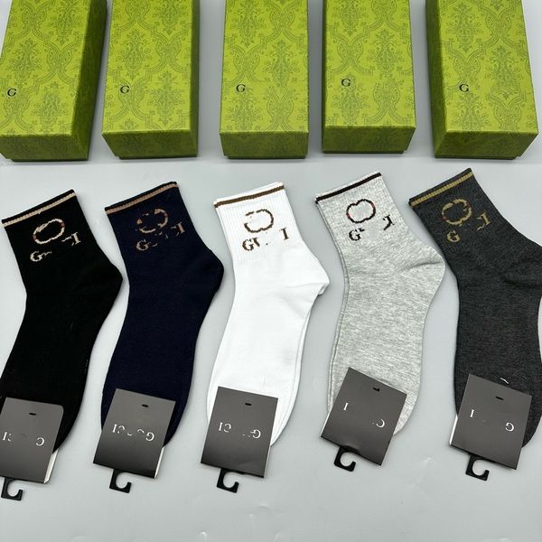 

wholesale 2024 Fashion Luxury Short Sport g Socks Street Style Stripe Sports Basketball Sock For Men and ms 5pcs/lot mens designer With Box 5 Color Mixed loading