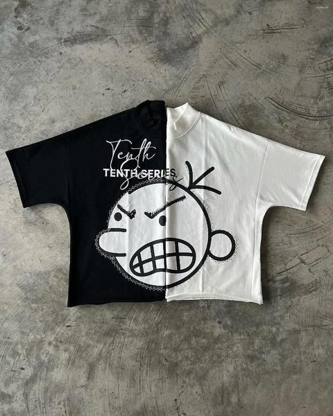 

Men' T Shirts Streetwear Shirt Y2K Haruku Hip Hop Letter Cartoon Graphic Print Oversized Tshirt Mens Round Neck Cotton Short Sleeve Tops, Gold