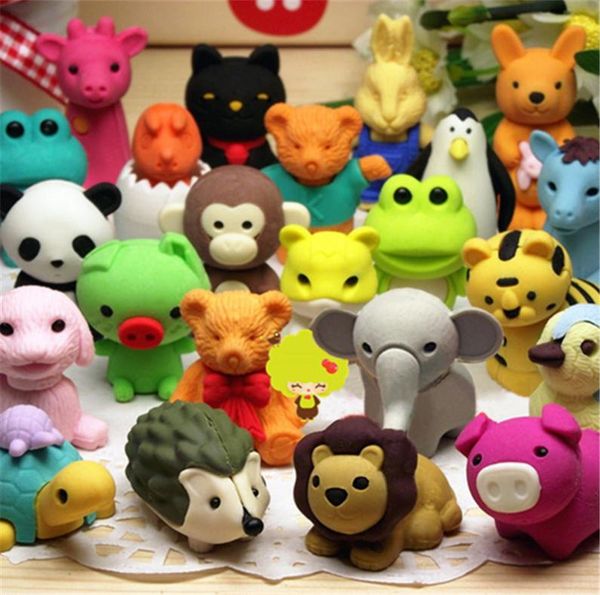 

Erasers Wholesale 50pcspack Colorful Cute Cartoon Animal Pencil Drawing Art Painting Rubber Correction Exam Writing TPR Assemblable