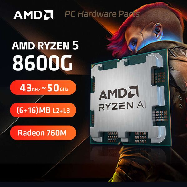 NEW AMD RYZEN 5 8600G CPU with Ryzen AI NPU Max Can be16 Tops 6 Core 12 Thread R5 8600G Processor For AMD Radeon 760M Graphics