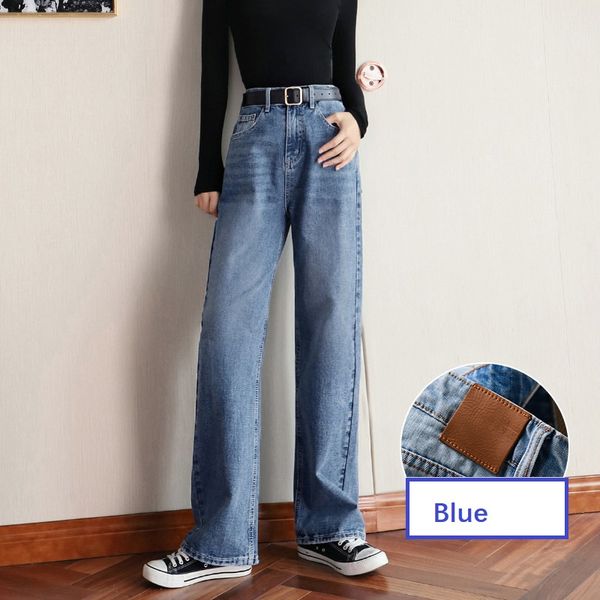

Women's Light Blue High Waist Straight Jeans