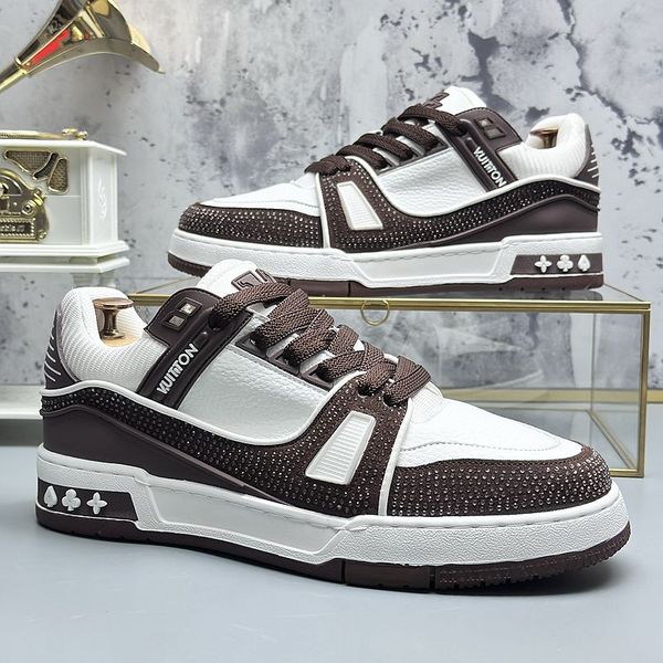 

Dress Designers Wedding Diamonds Party Shoesfashion Breathable Vulcanize Comfort Casual Sneakers Round Toe Thick Bottom 4877, Khaki