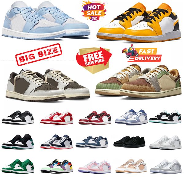 

Men Women 1 Basketball Shoes 1s Sneakers White blue grey yellow red Phantom Reverse Satin Patent Mens Trainer Canary, Black
