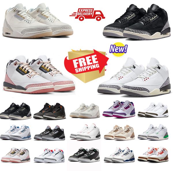 

3 Basketball Shoes designer shoes Green Glow Craft Ivory Vintage Floral peach Hugo red Fear Pack Barely Grape 3s sneakers trainers black cat VINTAGE FLORAL