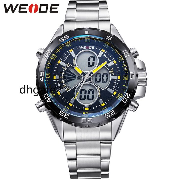 

WEIDE New Fashion Men Sport Watch Top Brand Full Steel Strap Military Analog Digital Causal Clocks Man, Champagne