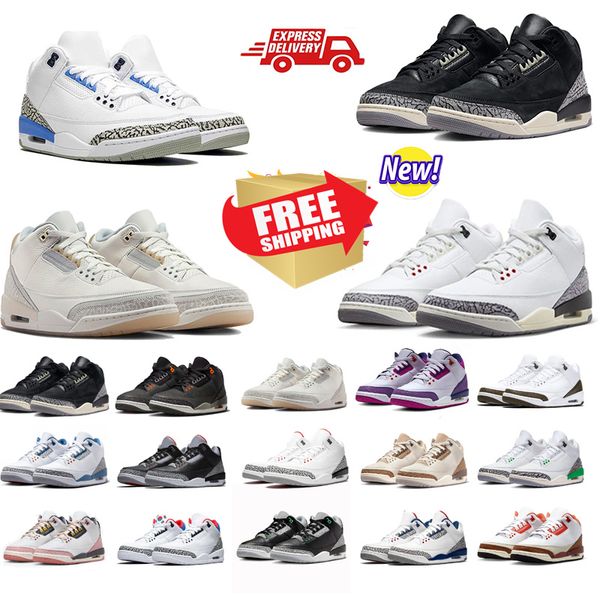 

3 Basketball Shoes designer shoes Green Glow Craft Ivory Vintage Floral peach Hugo red Fear Barely Grape 3s sneakers trainers black cat VINTAGE FLORAL, Yellow