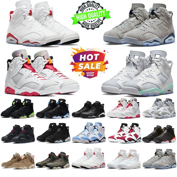 

6 Basketball Shoes 6s sneakers Yellow Ochre Toro Bravo Georgetown UNC blue beige pink gold grey red White black Carmine Black Infrared designer shoe, Clear