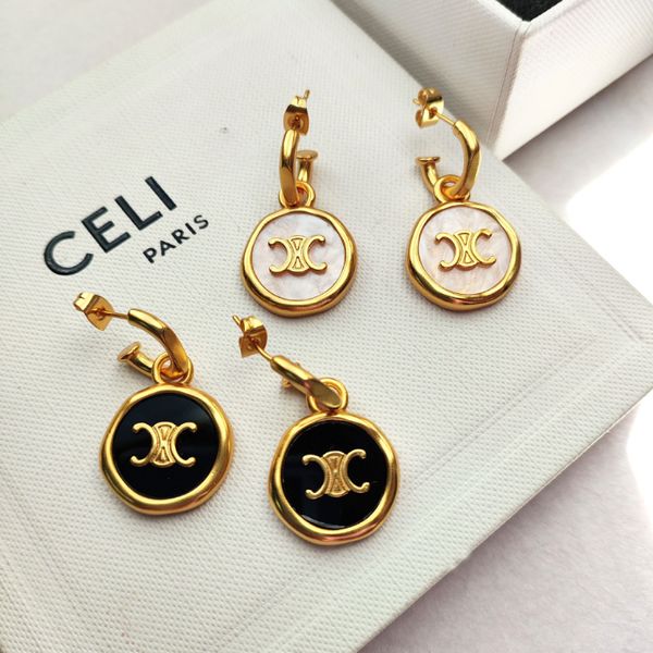 

Luxury Celi Brand Circle Designer Earrings for Women Retro Vintage 18k Gold Letters Geometry Orecchini Ohrringe Earings Earring Ear Rings Jewelry