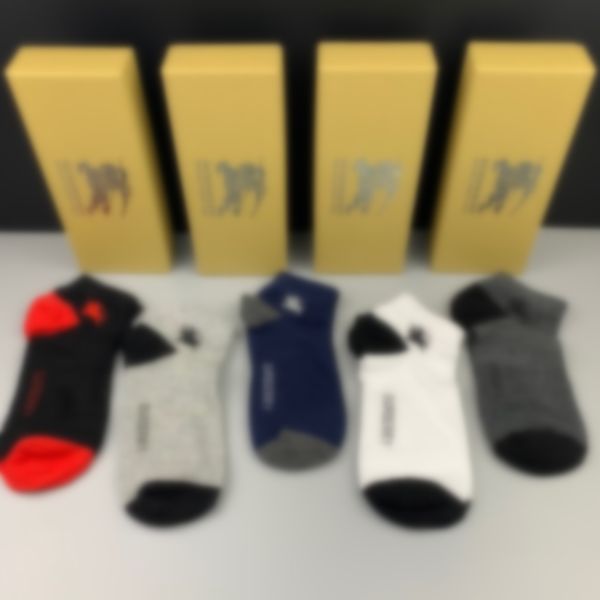 

Designer mens socks Womens Letter Printed Sock Fashion Four Seasons Sock Cotton Good quality Color Luxe Personality Sports Short Sock 5 pieces/boxr, Blue