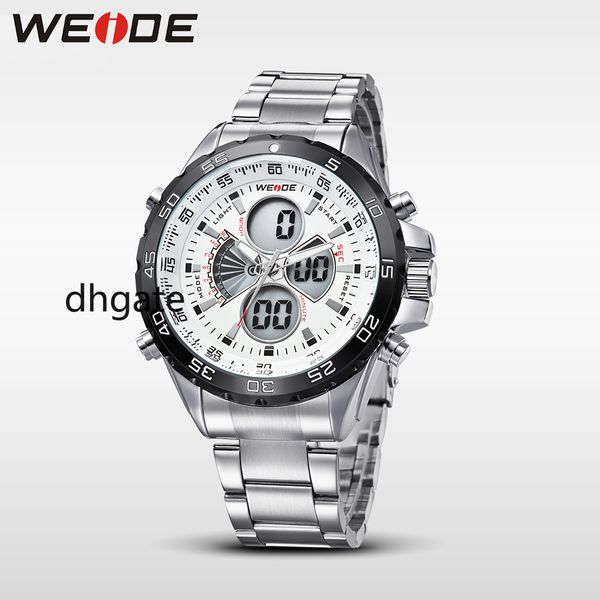 

WEIDE Sier Stainless Steel Bracelect Mens Waterproof Analog Digital Auto Date Quartz Watches Male Top Brand, Orange