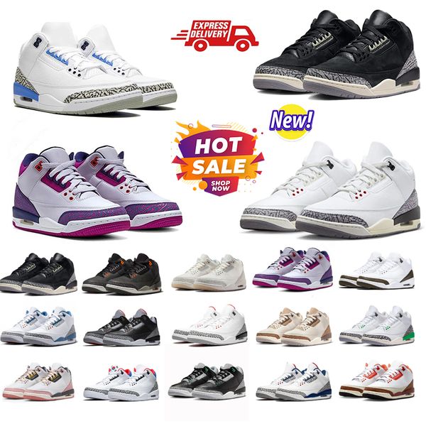 

3 Basketball Shoes designer shoes Green Glow Craft Ivory Vintage Floral Fear Barely Grape 3s sneakers trainer VINTAGE FLORAL, Orange