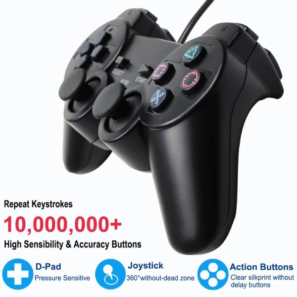 Top quality Wired Controller For PS2 Double Vibration Joystick Gamepad Game Controller For Playstation 2 65