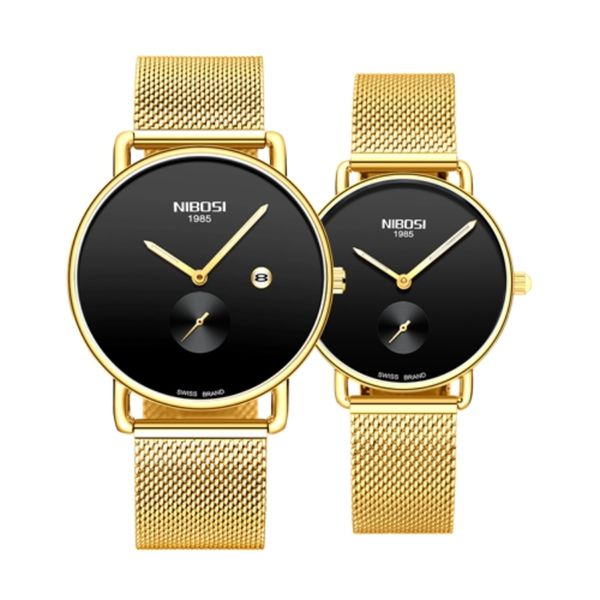 

cwp Brand Lover Watch Pair Waterproof Men Women Couple Quartz Wristwatch Male Female Bracelet Relogio Masculino, Gold