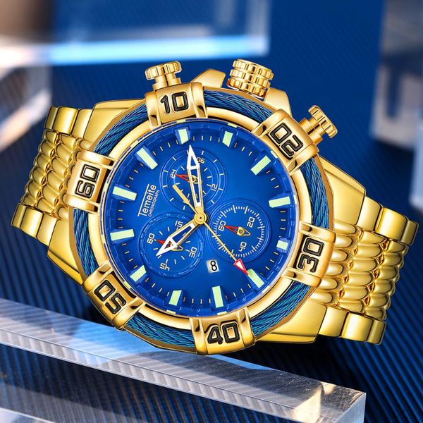 

Temeite watch Relogio Masculino Business Gold Quartz Analog Sport Men Waterproof Military Male Wristwatch, Yellow