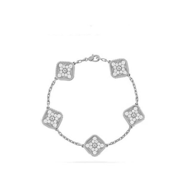 

18K Gold Plated Bracelet Luxury Designer Chain Five Flowers Four-leaf Clover Cleef Fashion Pendant Bracelet Wedding Party Jewelry Gift