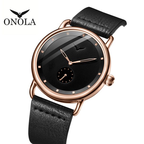 

cwp ONOLA Stainless steel simple watch Genuine leather classy Wrist men fashion casual waterproof relogio masculino, Ivory
