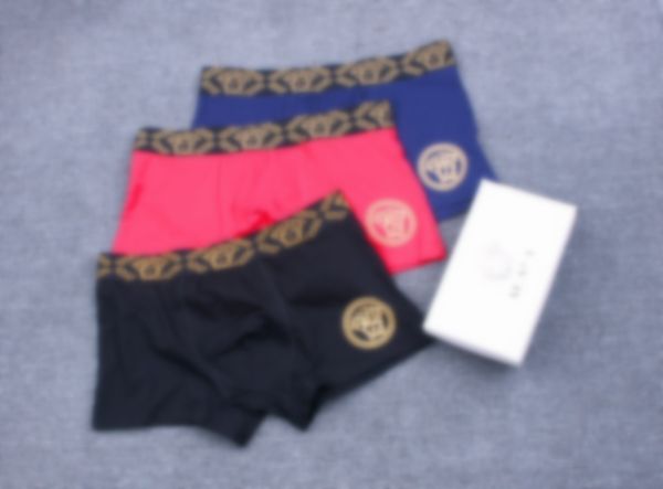 

Men's Boxer Underpants Luxury Sexy Underwear Designer Casual Men Embroidery Boxers Shorts Men 3 pieces/box, #4color random